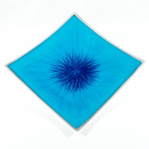 Brushed aqua square platter