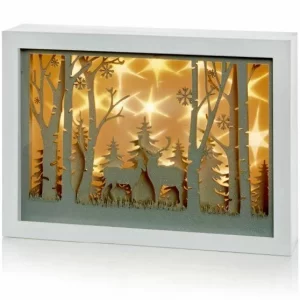 30cm Musical Diorama With Reindeer