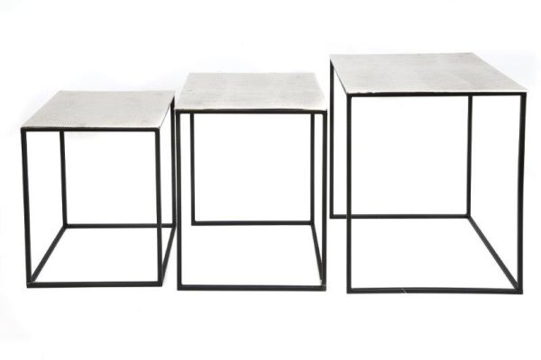 Set of 3 Rough Cast Aluminium Tables